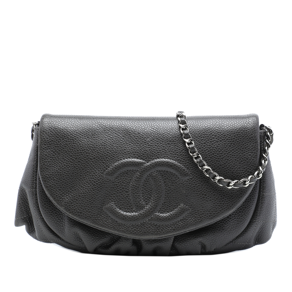 Pre-Loved Chanel CC Caviar Half Moon Wallet on Chain